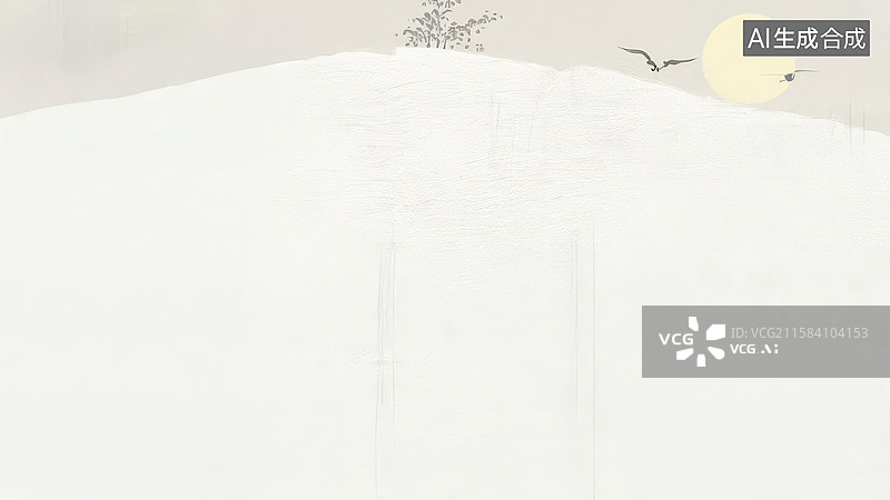 【AI数字艺术】水墨画居上-壁纸背景1雪山日出，飞鸟掠过图片素材