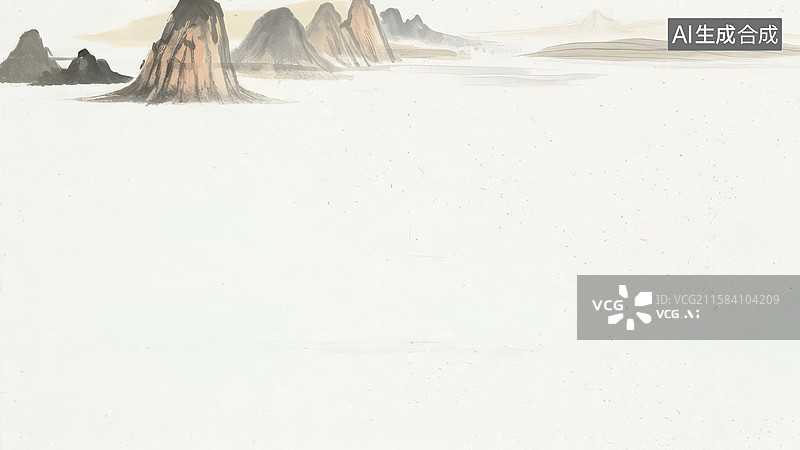 【AI数字艺术】水墨画居上-壁纸背景1淡雅山水画背景图片素材