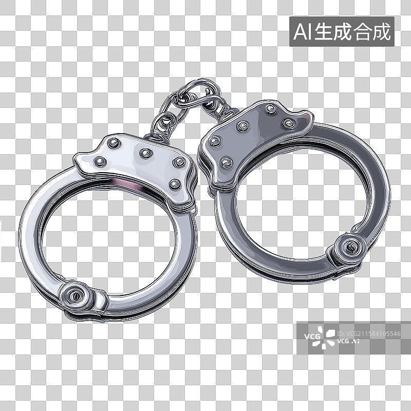 【AI数字艺术】一副银色金属手铐的特写图片素材