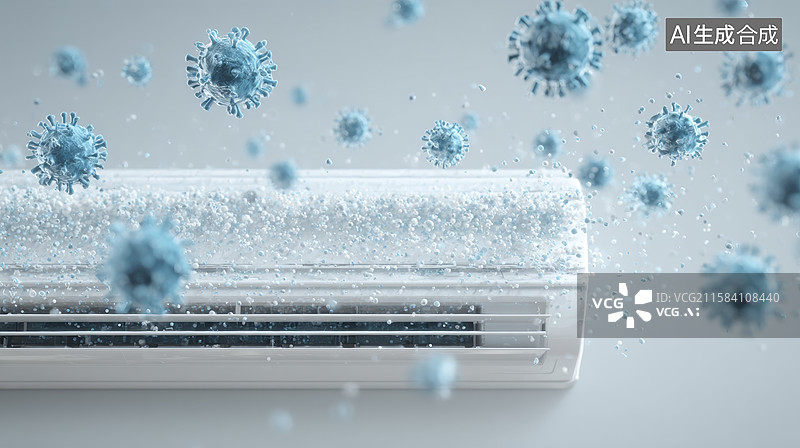 【AI数字艺术】空调过滤病毒颗粒示意图图片素材