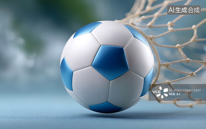 【AI数字艺术】球网前一颗足球图片素材