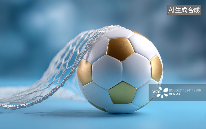 【AI数字艺术】球网前一颗足球图片素材