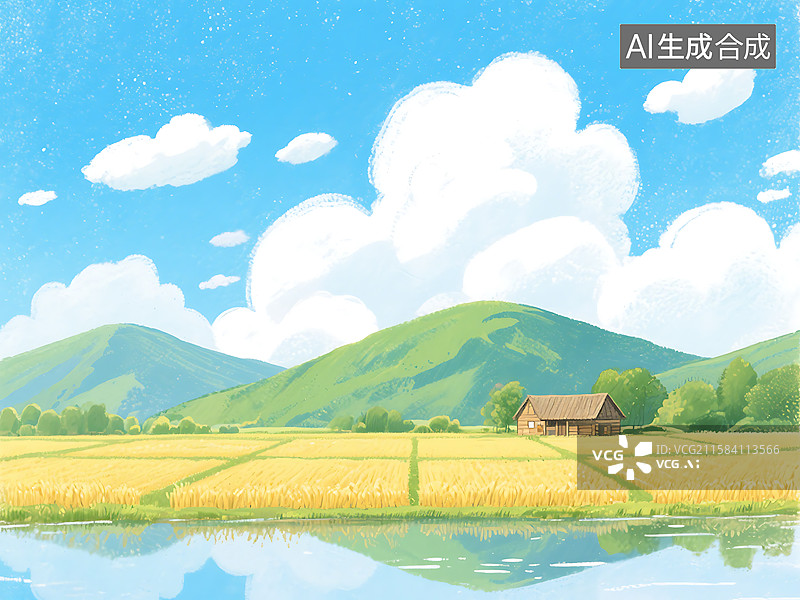 【AI数字艺术】秋天秋高气爽田园风光图片素材