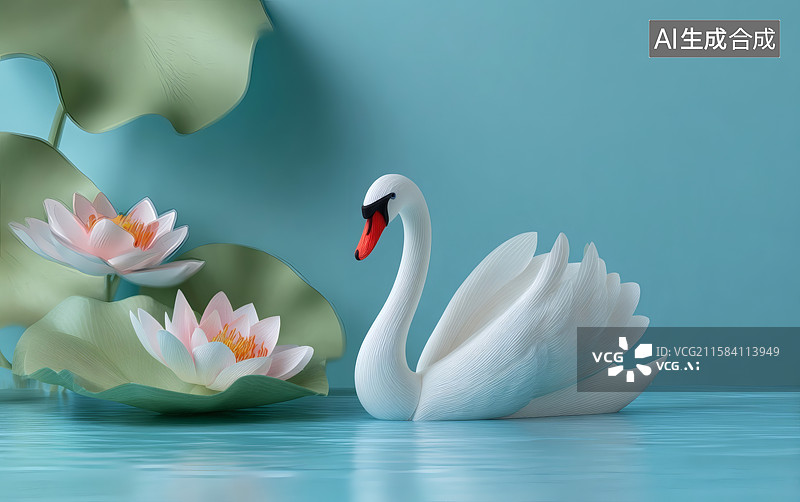 【AI数字艺术】一只卡通白鹅图片素材