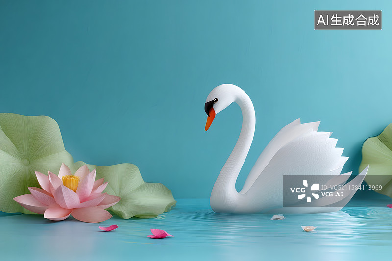 【AI数字艺术】一只卡通白鹅图片素材