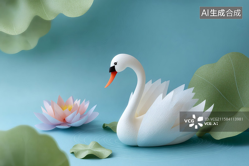 【AI数字艺术】一只卡通白鹅图片素材