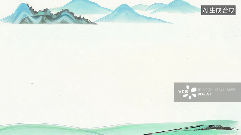 【AI数字艺术】水墨画最大-壁纸背景-淡雅山水背景图图片素材