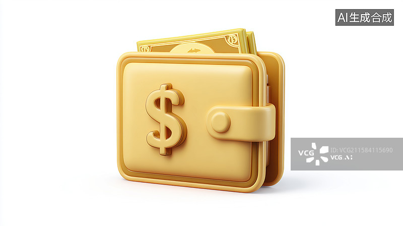 【AI数字艺术】金色保险箱与美元符号图片素材