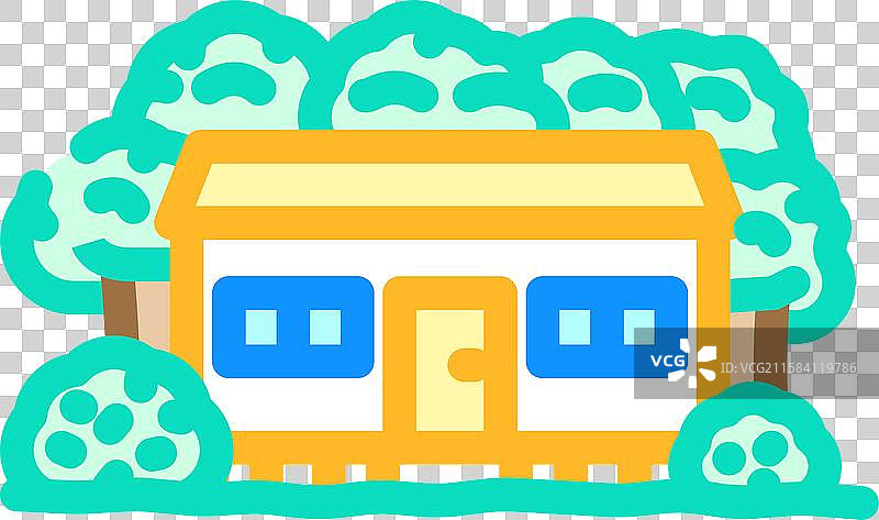 乡村森林移动房屋彩色图标图片素材