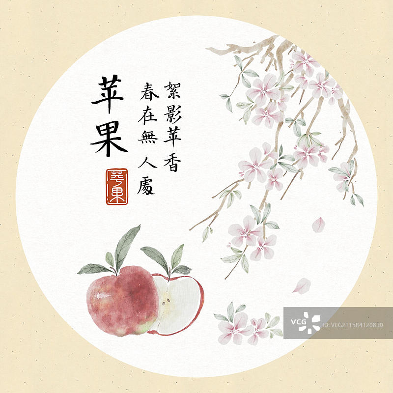 国画写意画苹果图片素材
