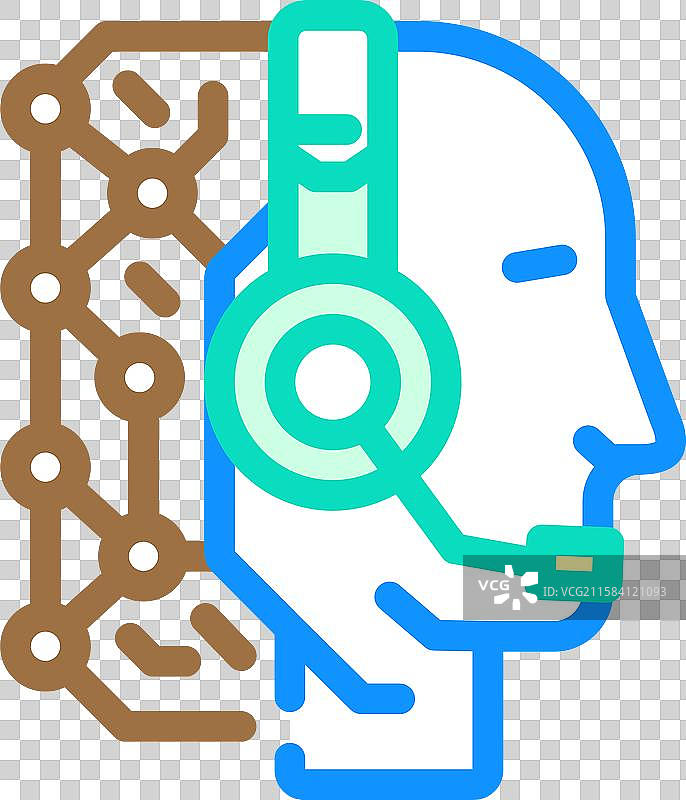 虚拟助手混合工作彩色图标图片素材
