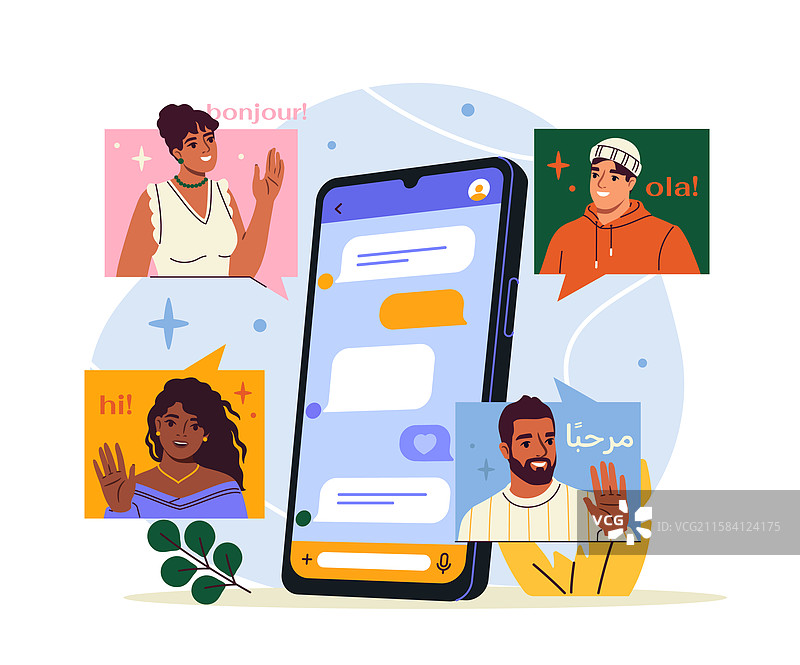 国际朋友之间的沟通，男女皆有图片素材