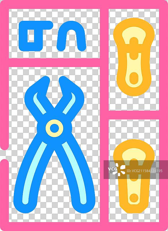 拉链修理工具包 服装护理 彩色图标图片素材