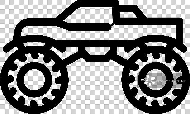 卡车超大轮胎乡村风格线条图标图片素材