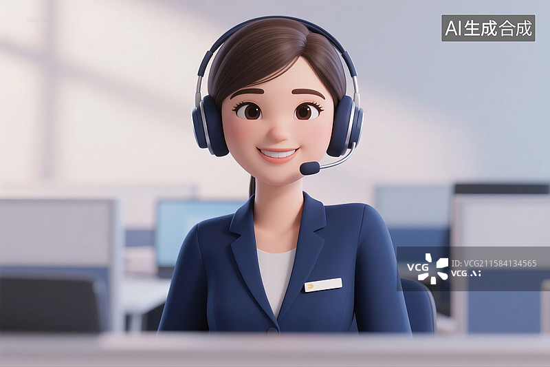 【AI数字艺术】客服微笑工作图片素材
