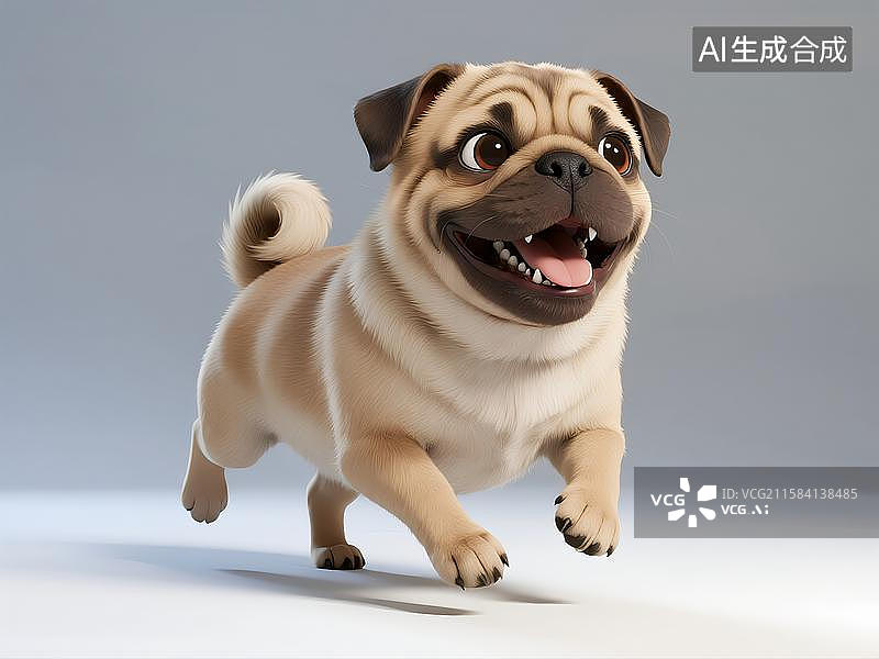 【AI数字艺术】卡通建模狗狗巴哥沙皮狗图片素材