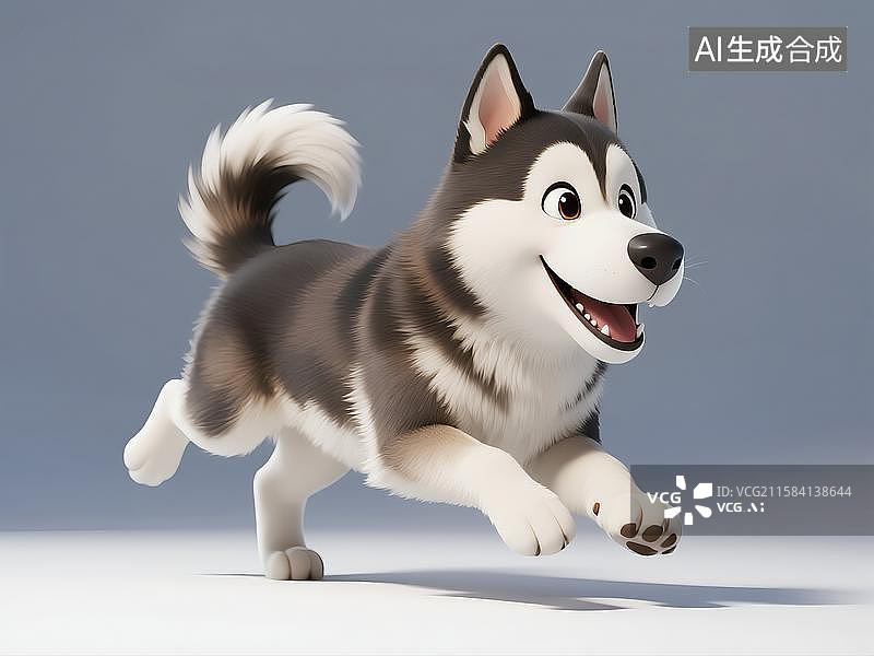 【AI数字艺术】卡通建模狗狗哈士奇图片素材