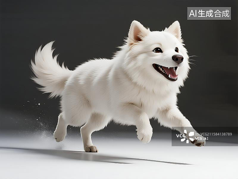 【AI数字艺术】卡通建模狗狗萨摩耶图片素材