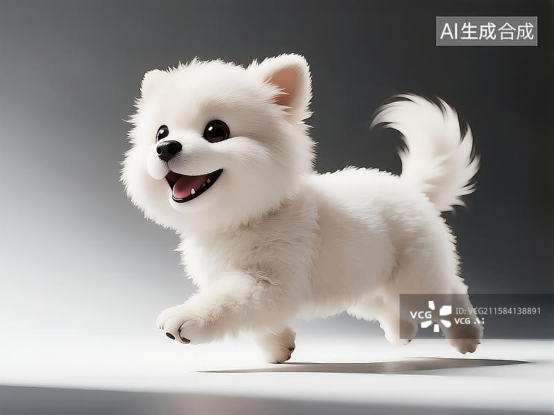 【AI数字艺术】卡通建模狗狗比熊犬图片素材