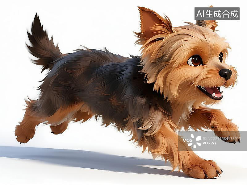 【AI数字艺术】卡通建模狗狗约克夏图片素材