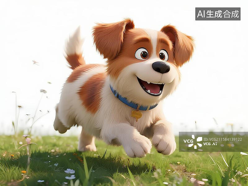 【AI数字艺术】卡通建模狗狗查尔斯王犬图片素材