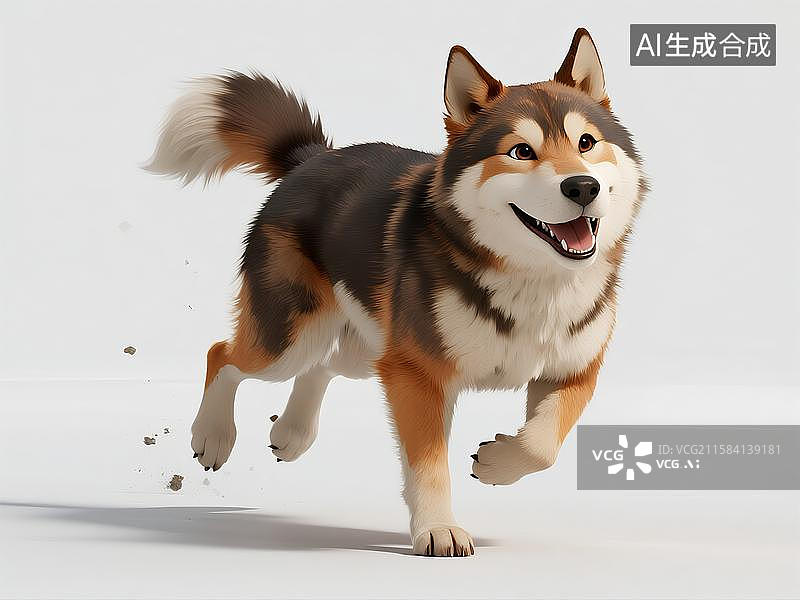 【AI数字艺术】卡通建模狗狗哈士奇图片素材