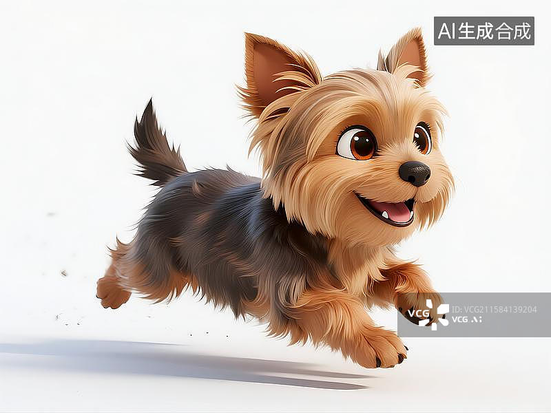 【AI数字艺术】卡通建模狗狗约克夏图片素材