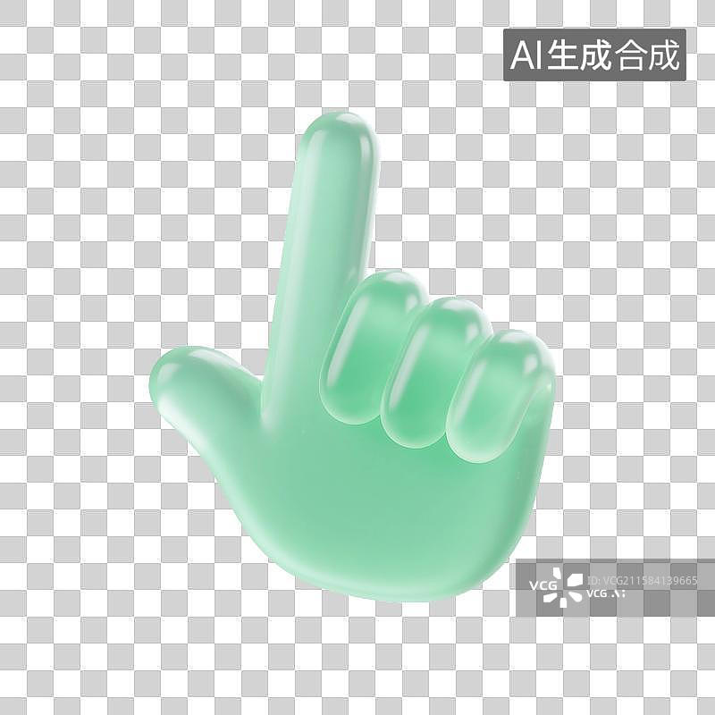 【AI数字艺术】3D渲染，透明磨砂玻璃质感，点击，手指，点击摁钮手势，手，方向，指示，图形图标，免抠元素图片素材