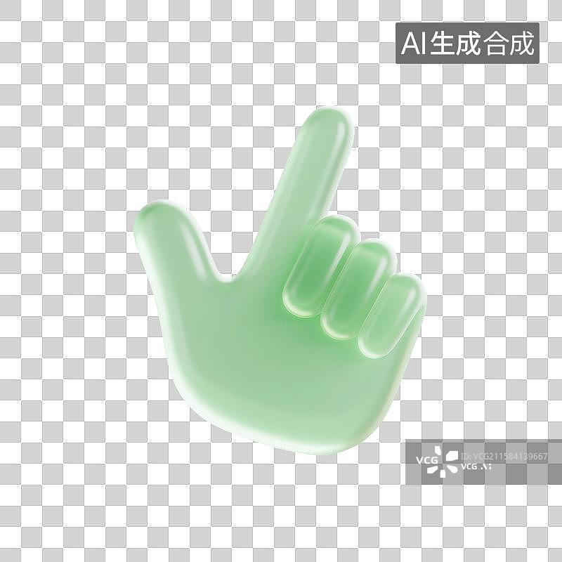 【AI数字艺术】3D渲染，透明磨砂玻璃质感，点击，手指，点击摁钮手势，手，方向，指示，图形图标，免抠元素图片素材