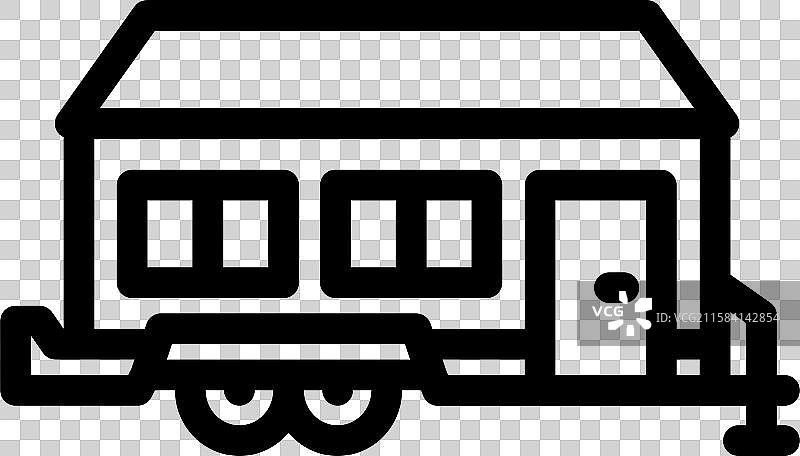 移动房屋轮子线条图标图片素材