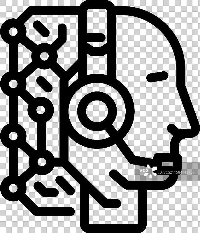 虚拟助手混合工作线条图标图片素材