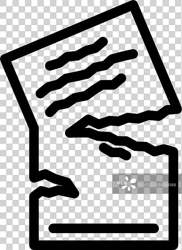 撕裂纸张的裂纹线图标图片素材