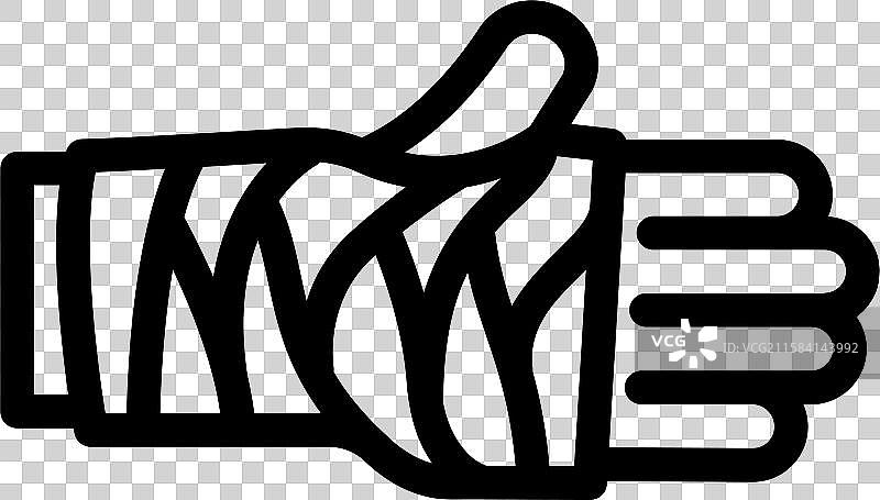 手臂骨折的石膏绷带线条图标图片素材