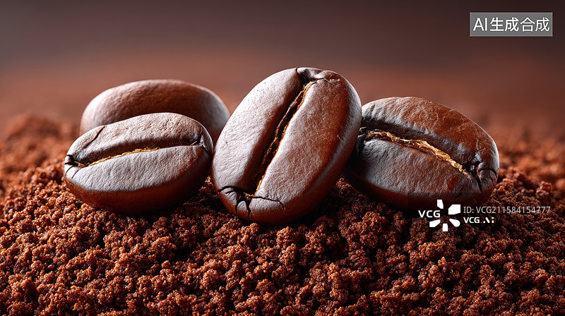 【AI数字艺术】咖啡豆特写图片素材