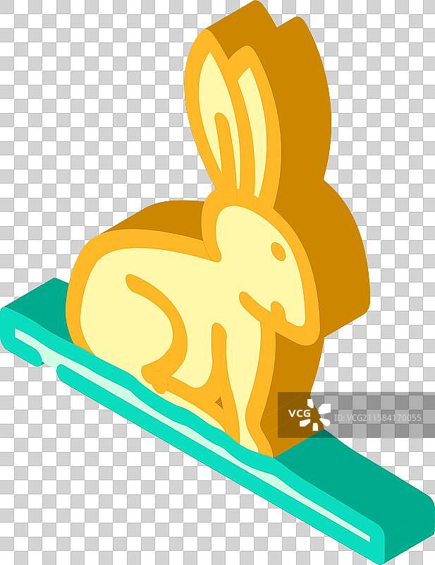 兔子宠物家居等距图标图片素材