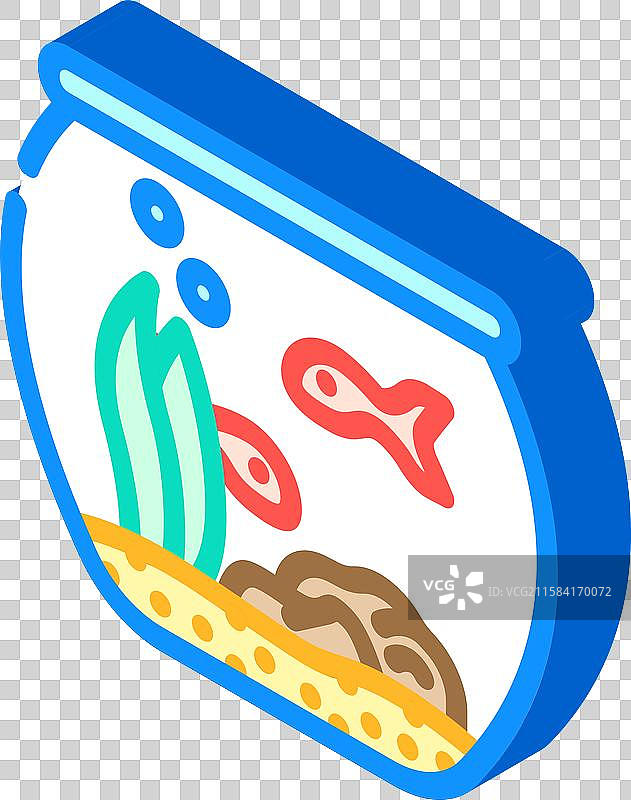 多种鱼类的鱼缸家居等距图标图片素材