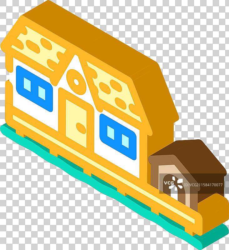 狗屋移动房屋等距图标图片素材