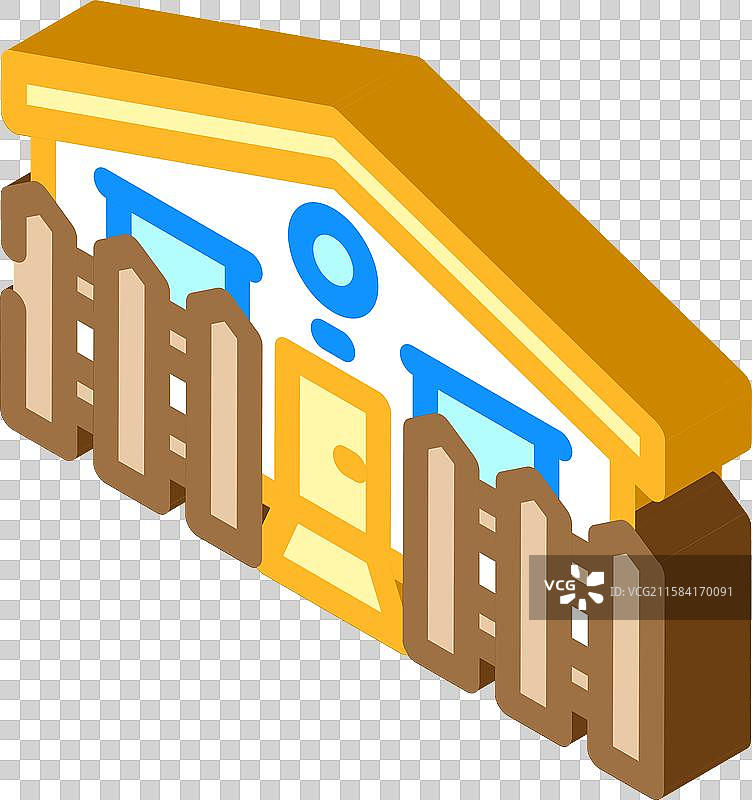 小围栏移动房屋等距图标图片素材