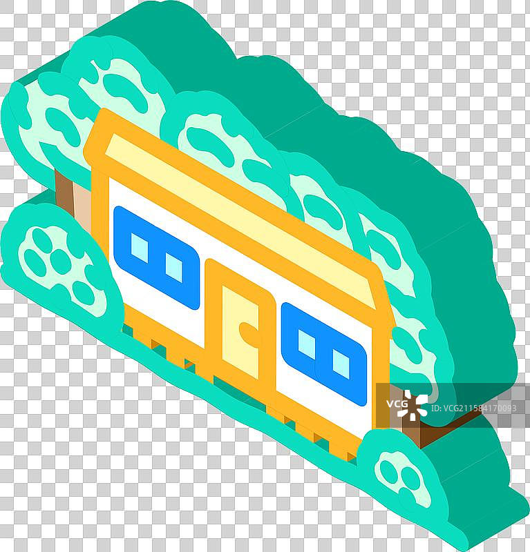 乡村森林移动房屋等距图标图片素材