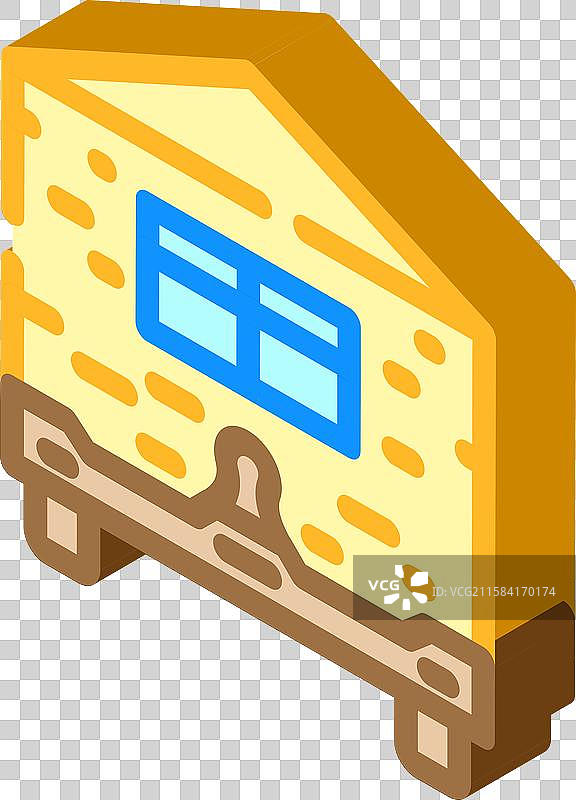 单宽拖车移动房屋等距图标图片素材