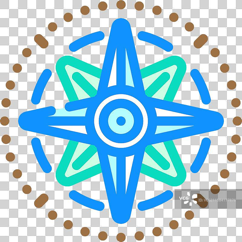 航海运动的彩色罗盘玫瑰图标图片素材