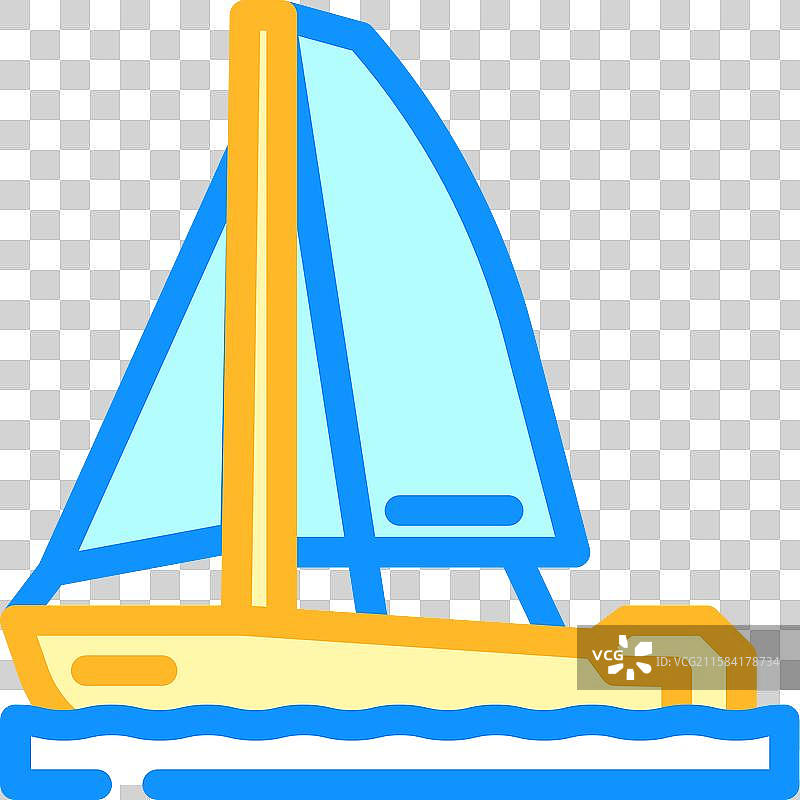 现代帆船运动的龙骨船彩色图标图片素材