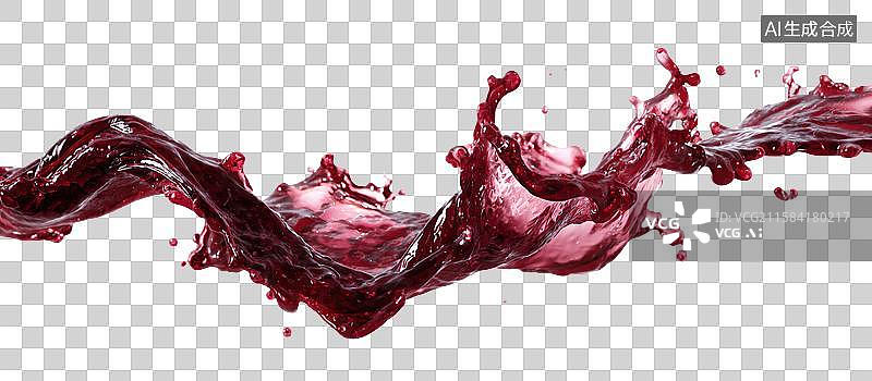 【AI数字艺术】红色葡萄酒飞溅的动态液体流动图片素材