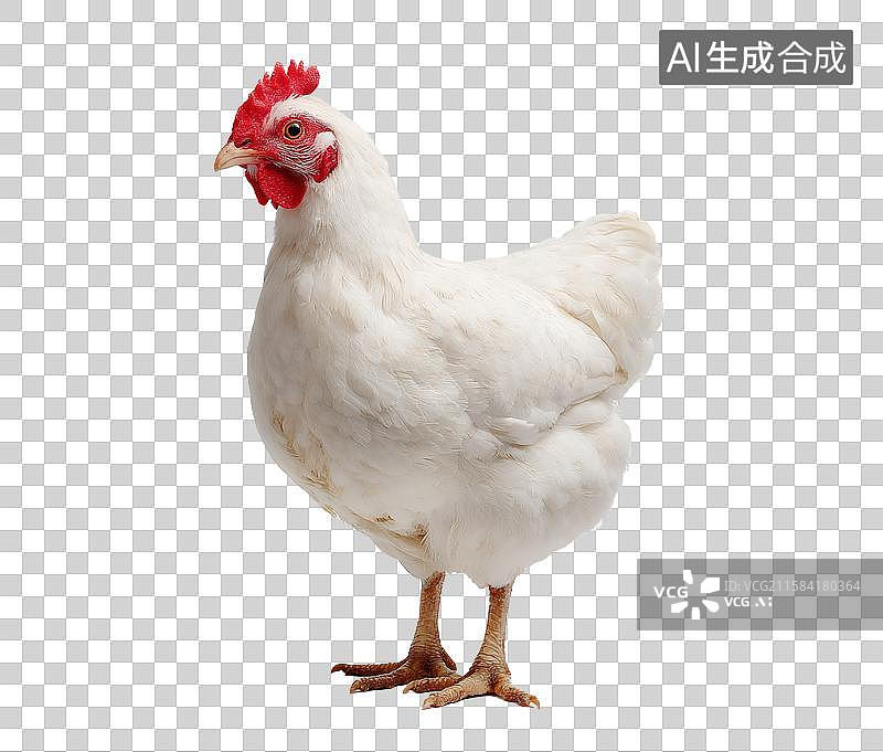 【AI数字艺术】白色母鸡带红色鸡冠站立图片素材