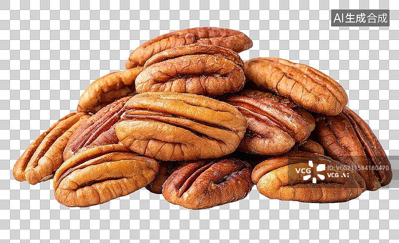 【AI数字艺术】一堆山核桃展示自然棕色外壳和光滑质地图片素材