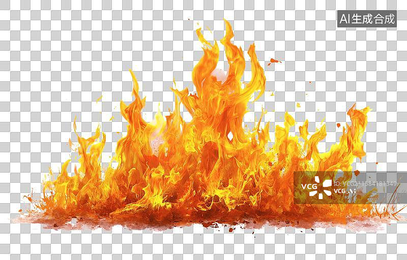 【AI数字艺术】熊熊燃烧的火焰，呈现橙黄热烈色彩图片素材