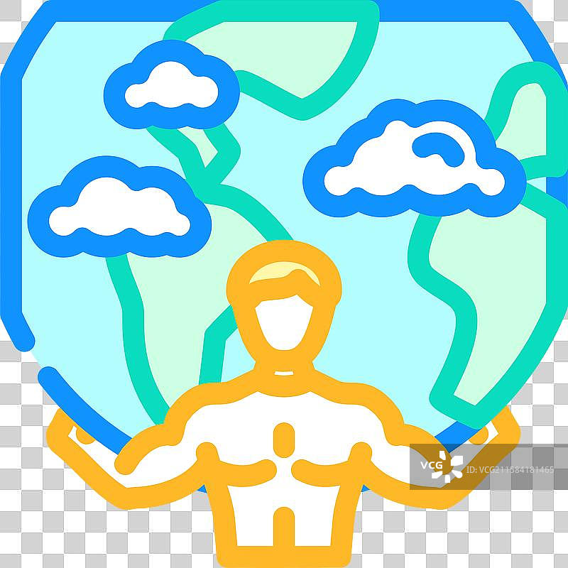 古希腊神话中的阿特拉斯神彩色图标图片素材