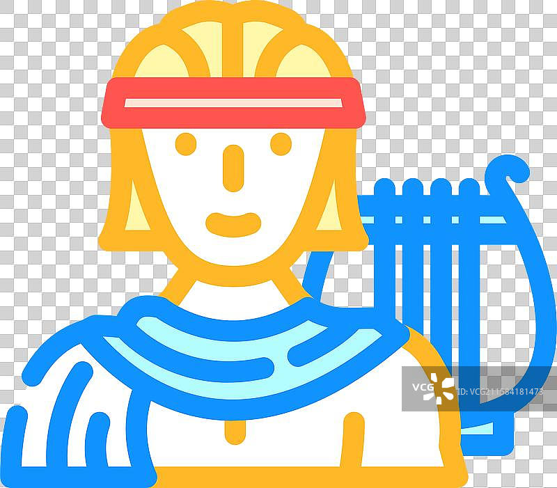 古希腊神话中的阿波罗神彩色图标图片素材