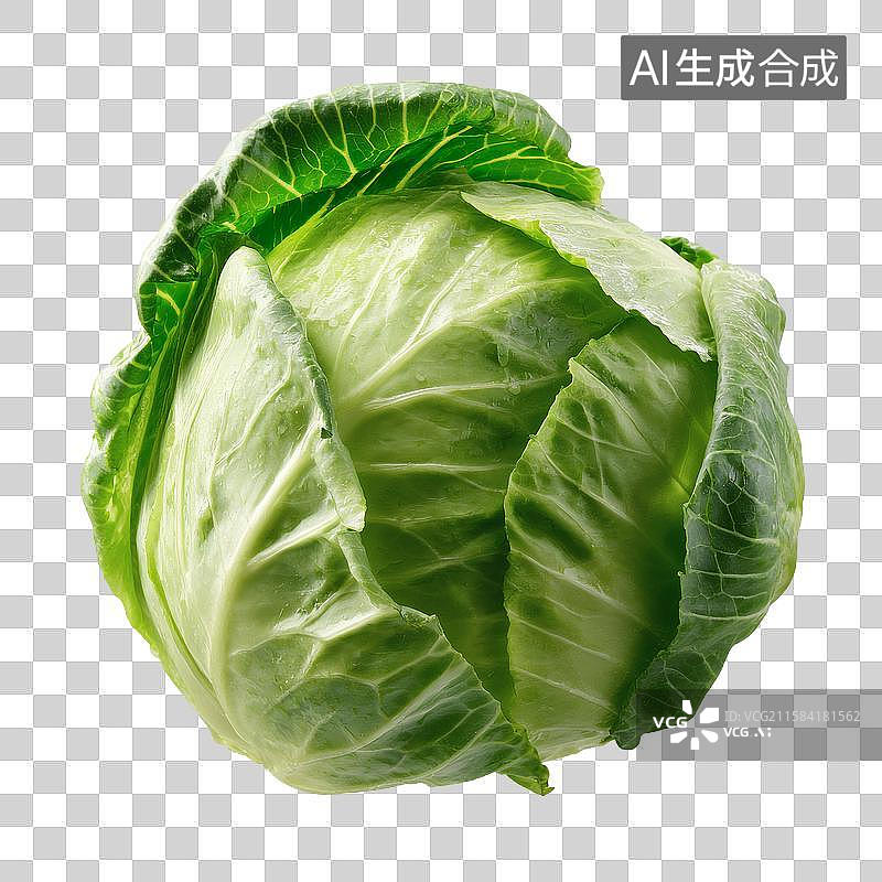 【AI数字艺术】一颗新鲜饱满的绿色卷心菜图片素材