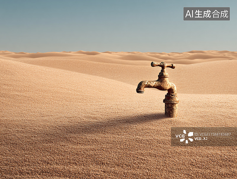 【AI数字艺术】沙漠中的水龙头图片素材